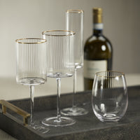 Orion White Wine Glasses with Gold Rim, Set of 4