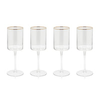Orion White Wine Glasses with Gold Rim, Set of 4