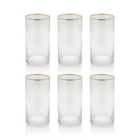 Radiant Highball Glasses with Gold Rim, Set of 6