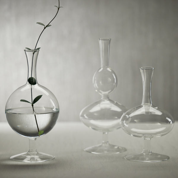 Lillian Glass Footed Vase, Oval, Set of 2