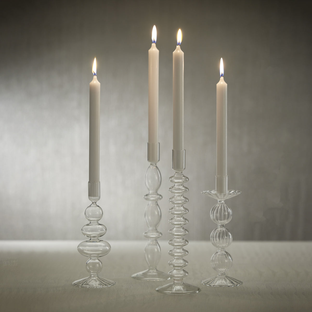 Tatum Glass Taper Candle Holders, Set of 4
