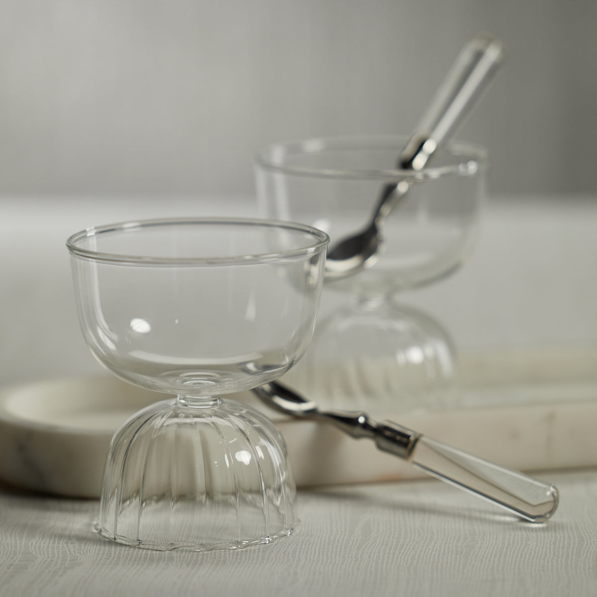 Leighton Glass Pedestal Bowls, Set of 4