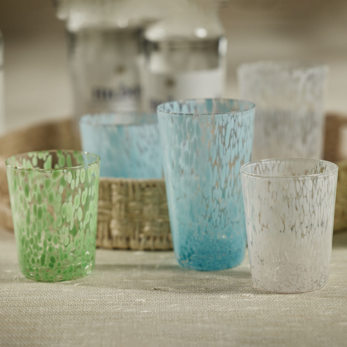 William White Speckled Glass Tumblers, Set of 6