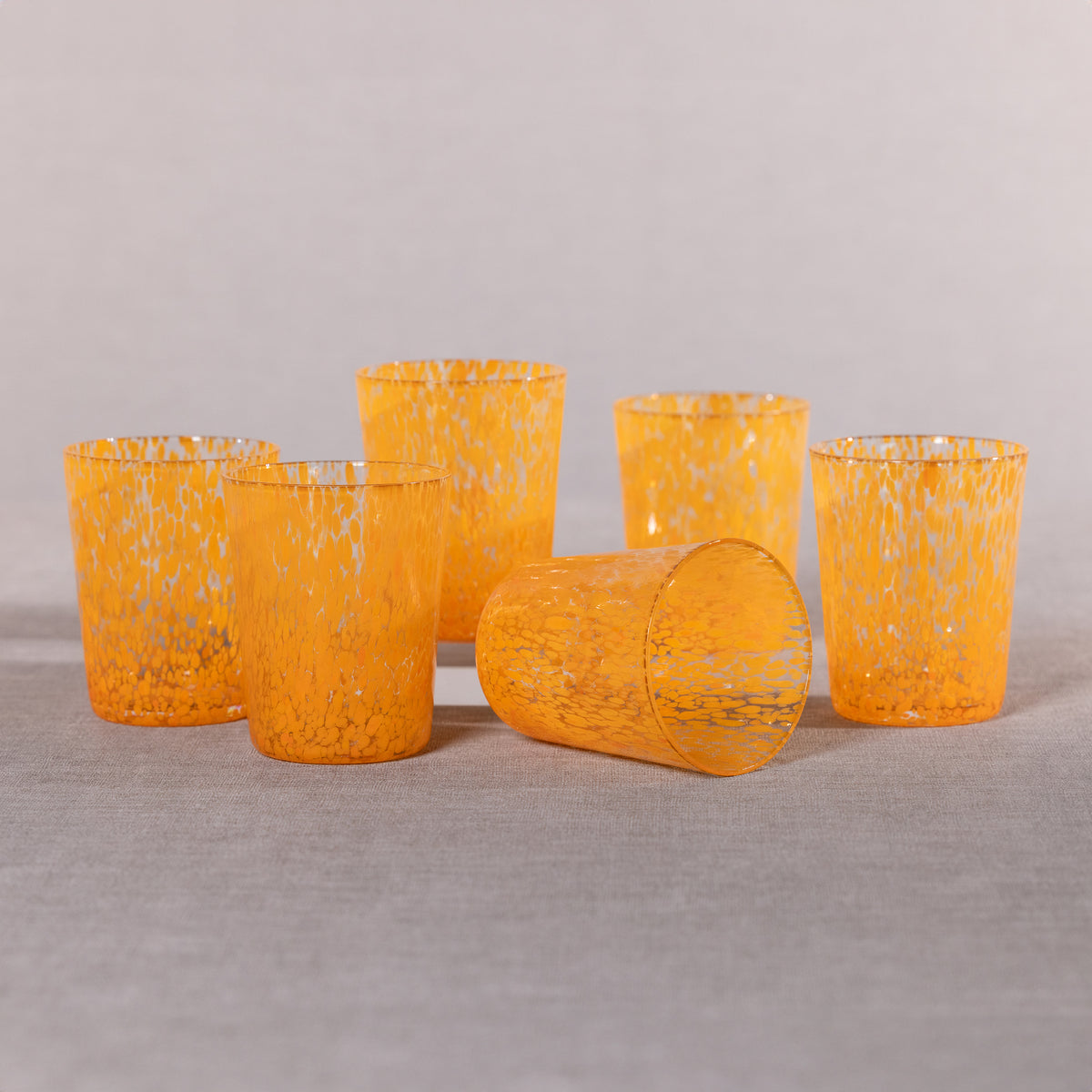 William Orange Speckled Glass Tumblers, Set of 6