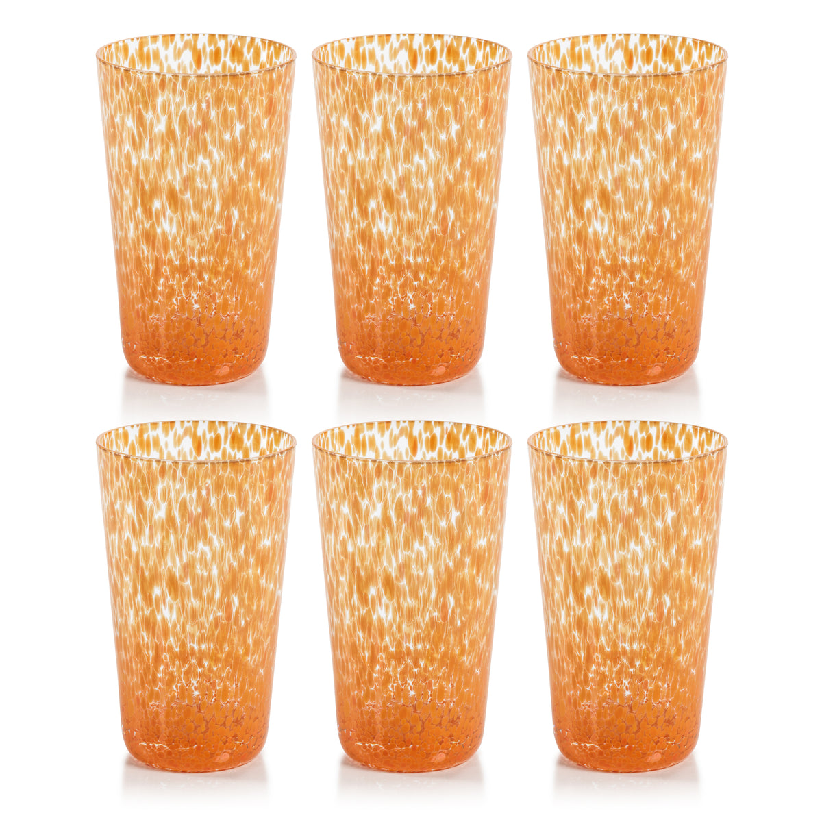 William Orange Speckled Highball Glasses, Set of 6