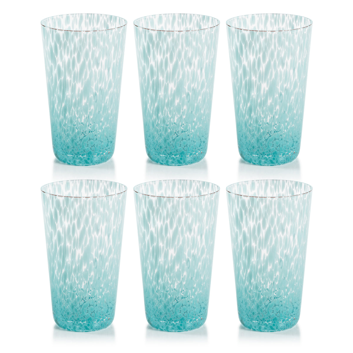 William Turquoise Speckled Highball Glasses, Set of 6