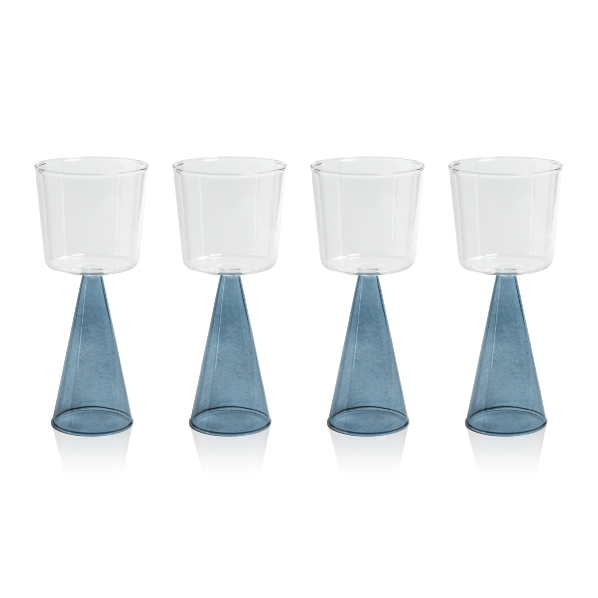 Vivian Blue Stem White Wine Glasses, Set of 4