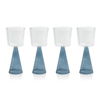 Vivian Blue Stem White Wine Glasses, Set of 4