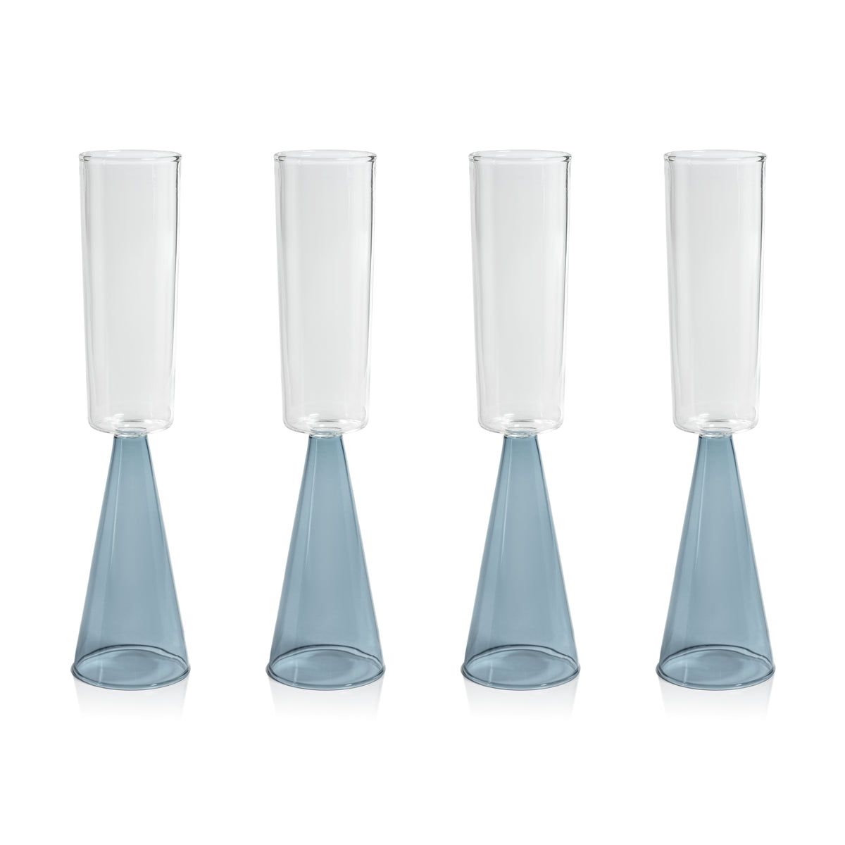 Vivian Blue Stem Champagne Flutes, Set of 4