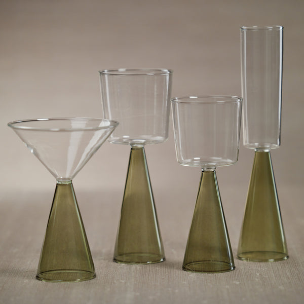 Vivian Green Stem Champagne Flutes, Set of 4