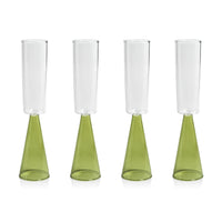 Vivian Green Stem Champagne Flutes, Set of 4