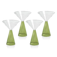 Vivian Green Stem Martini Glasses, Set of 4
