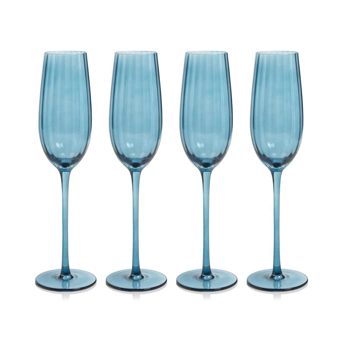 Madden Blue Champagne Flutes, Set of 4
