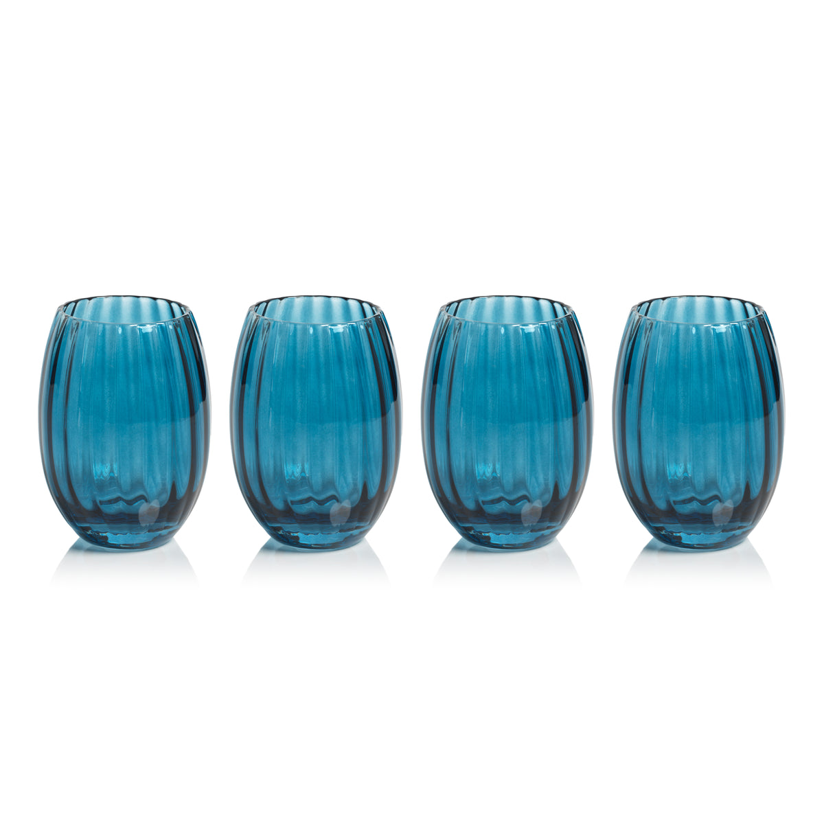 Madden Blue Stemless Glasses, Set of 4