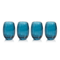 Madden Blue Stemless Glasses, Set of 4