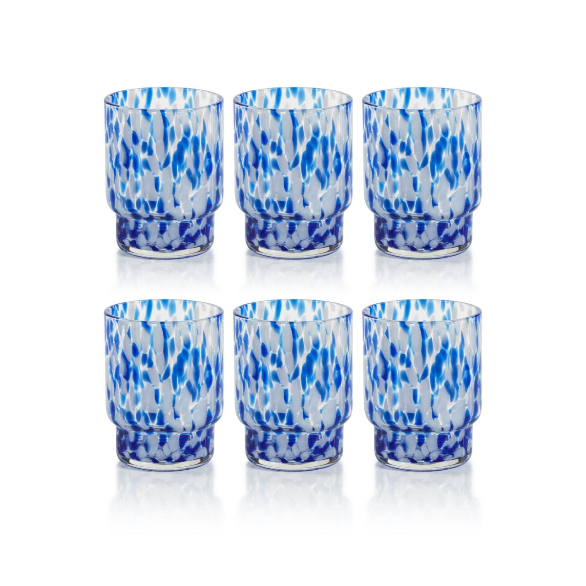 Adrian Blue & White Tortoise Tumbler Glasses, Set of 6