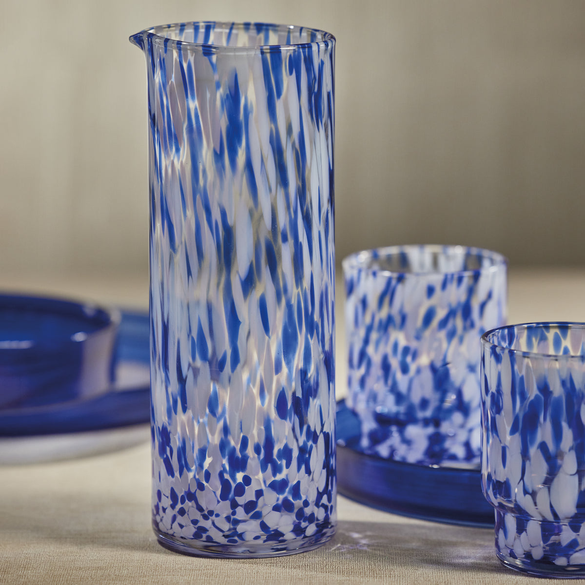 Adrian Blue & White Tortoise Glass Pitcher