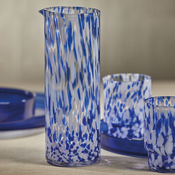 Adrian Blue & White Tortoise Glass Pitcher