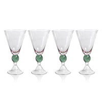 Cali Purple & Green Vintage Stemmed Glasses, Set of 4