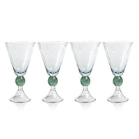 Cali Light-Blue & Green Vintage Stemmed Glasses, Set of 4