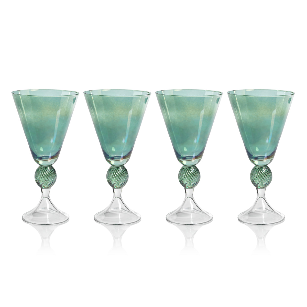Cali Green Vintage Stemmed Glasses, Set of 4