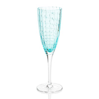 Preston Aqua Glass Champagne Flutes, Set of 4