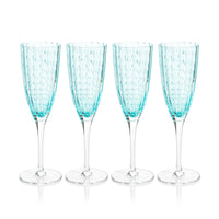 Preston Aqua Glass Champagne Flutes, Set of 4