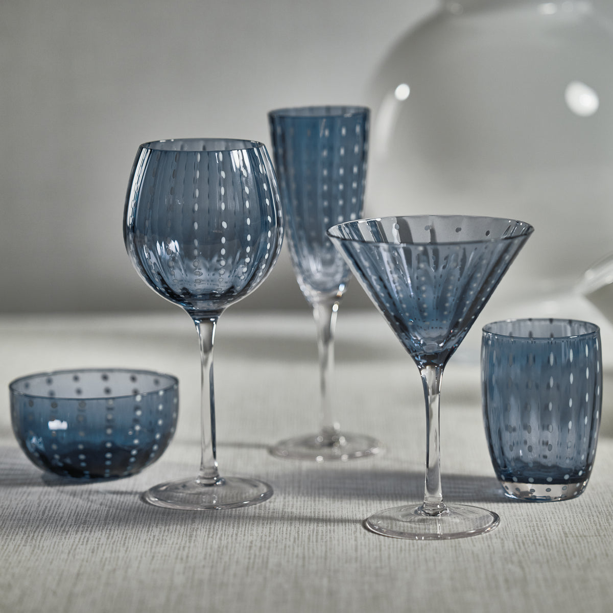 Preston Navy Blue Condiment Glass Bowls, Set of 4