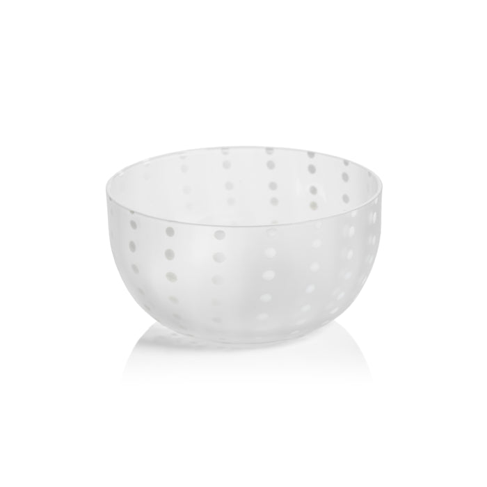 Porto White Dot Condiment Frosted Glass Bowls, Set of 4