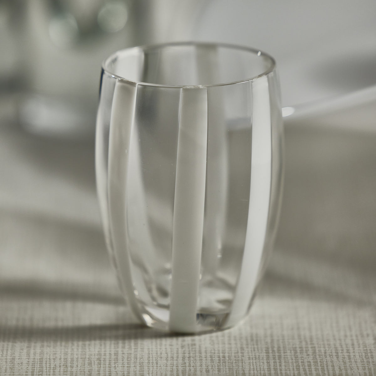Pesaro White Stipe Stemless Glasses, Set of 4