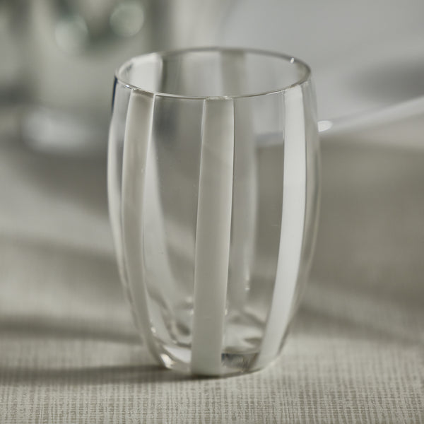 Pesaro White Stipe Stemless Glasses, Set of 4