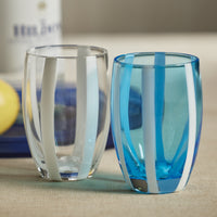 Pesaro White Stipe Stemless Glasses, Set of 4