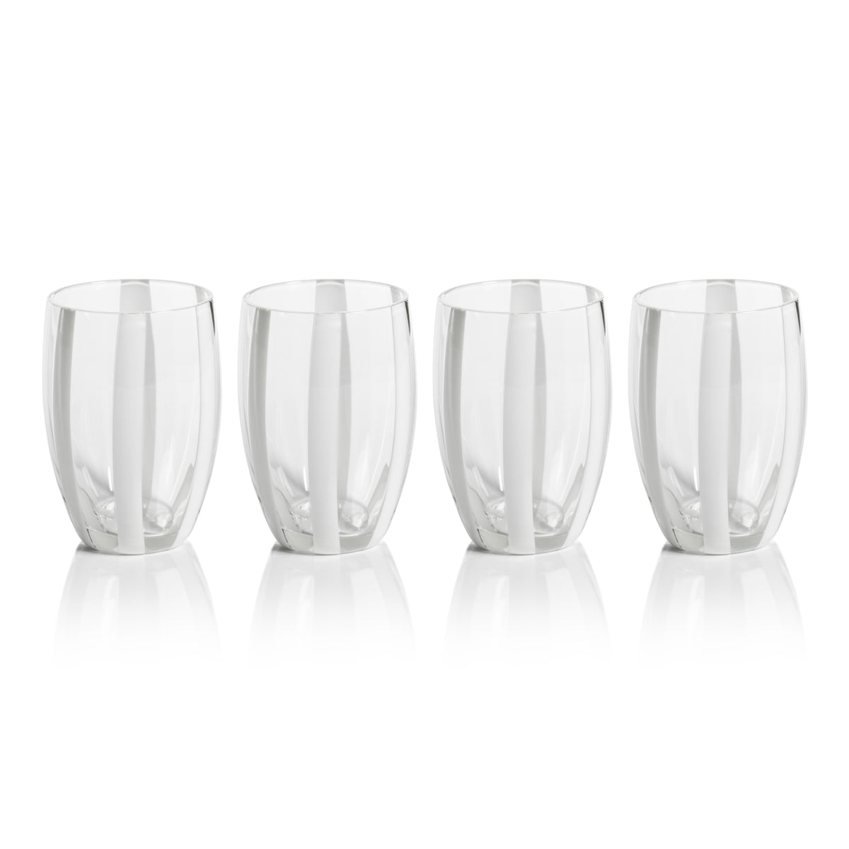 Pesaro White Stipe Stemless Glasses, Set of 4