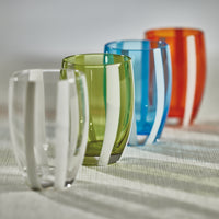 Pesaro Green w/ White Stripes Stemless Glasses, Set of 4