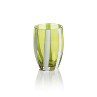 Pesaro Green w/ White Stripes Stemless Glasses, Set of 4