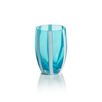 Pesaro Aqua w/ White Stripes Stemless Glasses, Set of 4