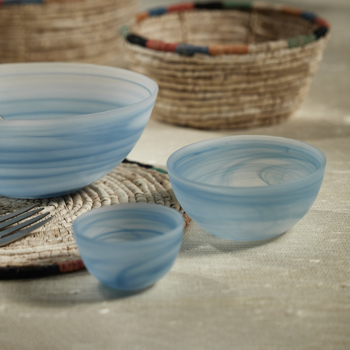 Azur Alabaster Small Glass Bowls, Set of 4