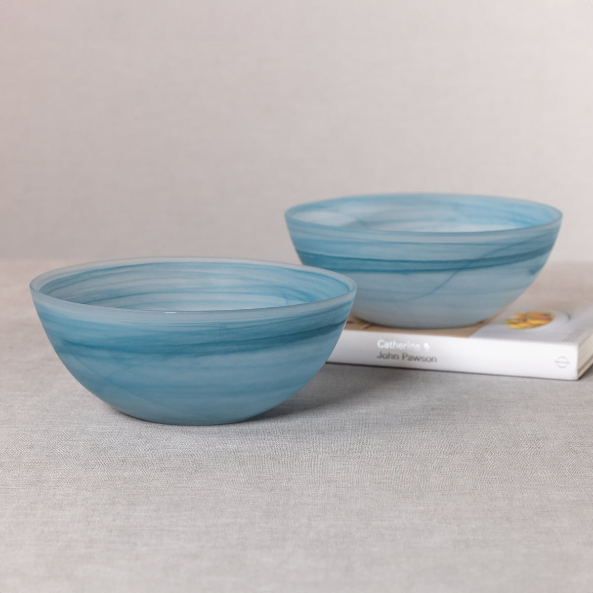 Azur Alabaster Large Glass Bowls, Set of 2