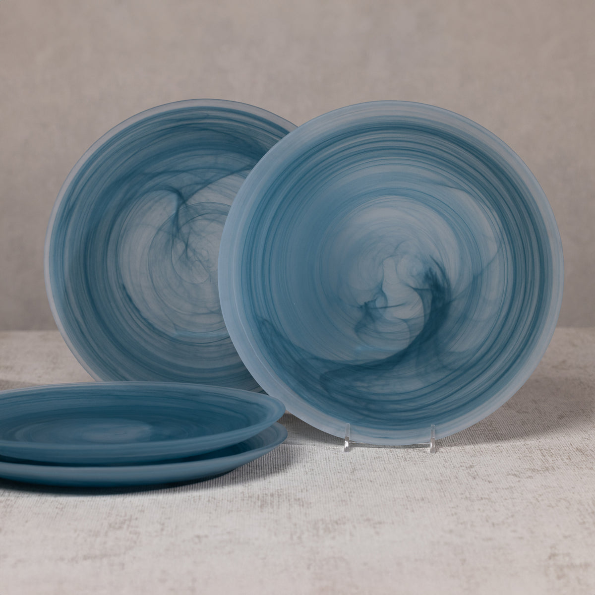 Azur Alabaster Glass Dinner Plates, Set of 4