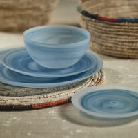 Azur Alabaster Glass Charger Plates, Set of 4