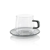 Bagliano Grey Glass Tea & Coffee Cups and Saucers, Set of 4