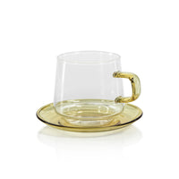 Bagliano Yellow Glass Tea & Coffee Cups and Saucers, Set of 4