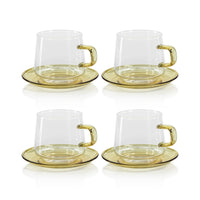 Bagliano Yellow Glass Tea & Coffee Cups and Saucers, Set of 4