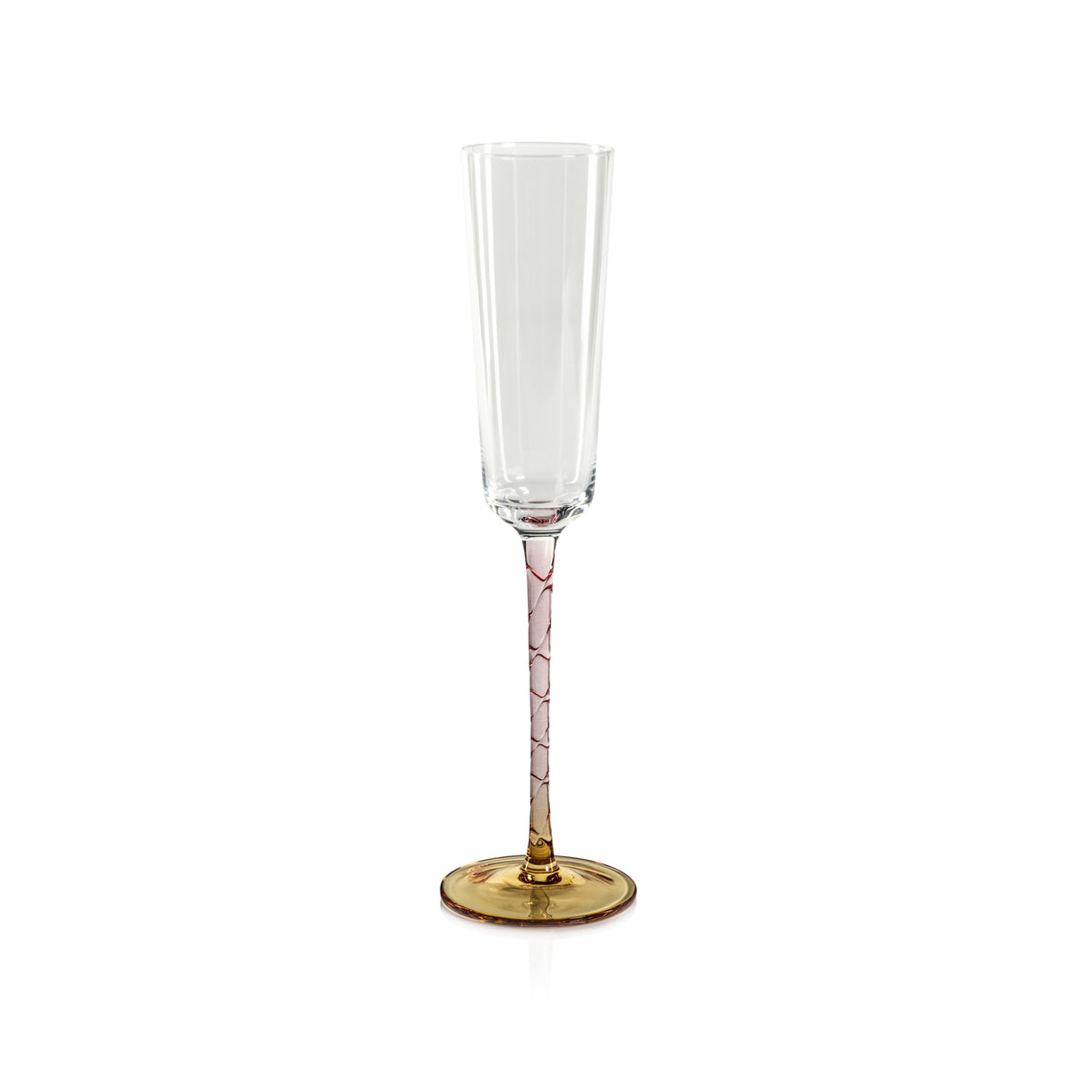 Sachi Amber & Pink Champagne Flutes, Set of 6
