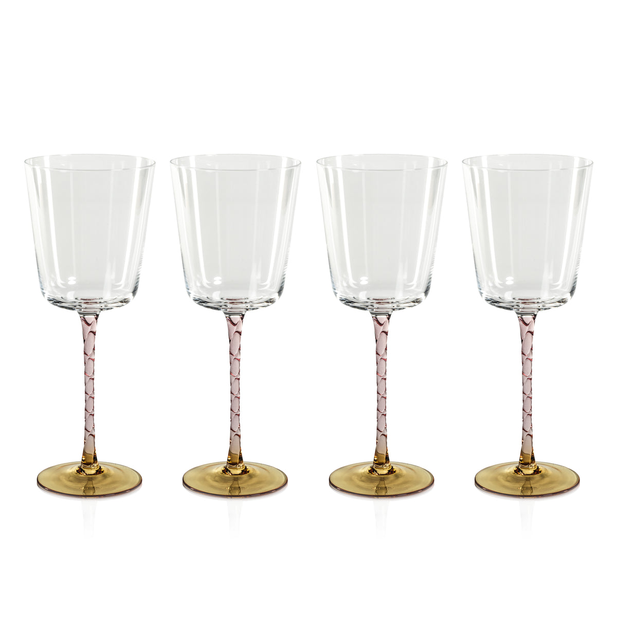 Sachi Amber & Pink Wine Glasses, Set of 4