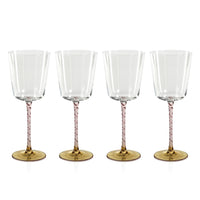Sachi Amber & Pink Wine Glasses, Set of 4