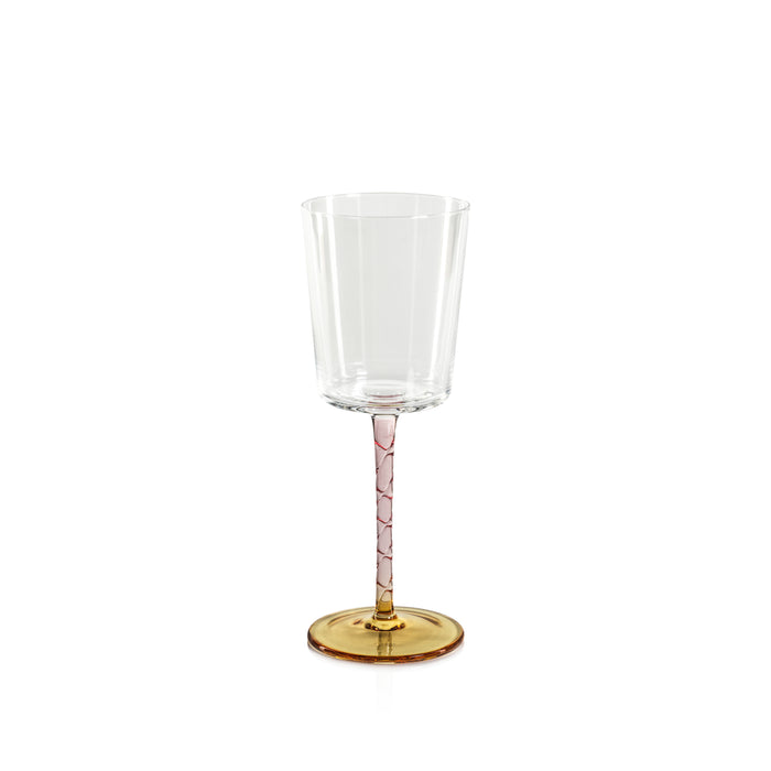 Sachi Amber & Pink White Wine Glasses, Set of 6