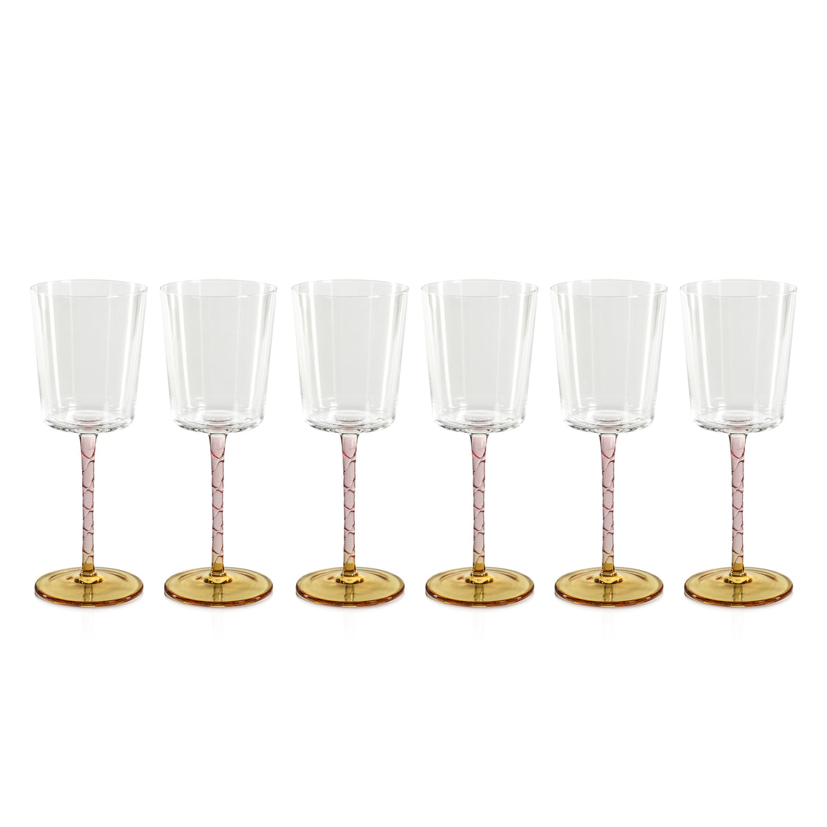 Sachi Amber & Pink White Wine Glasses, Set of 6