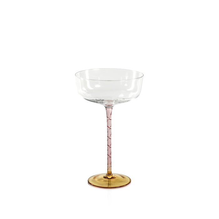 Sachi Amber & Pink Cocktail / Martini Glasses, Set of 4