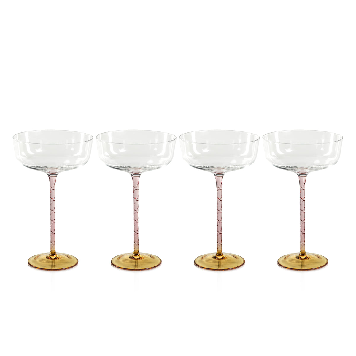 Sachi Amber & Pink Cocktail / Martini Glasses, Set of 4